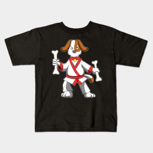 Dog at Martial arts Karate with Bone Kids T-Shirt